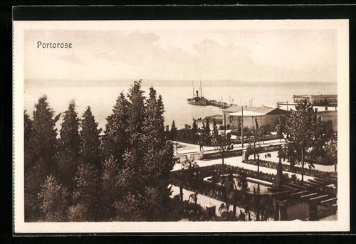 Ansichtskarte portorose park - ansichtskarte,